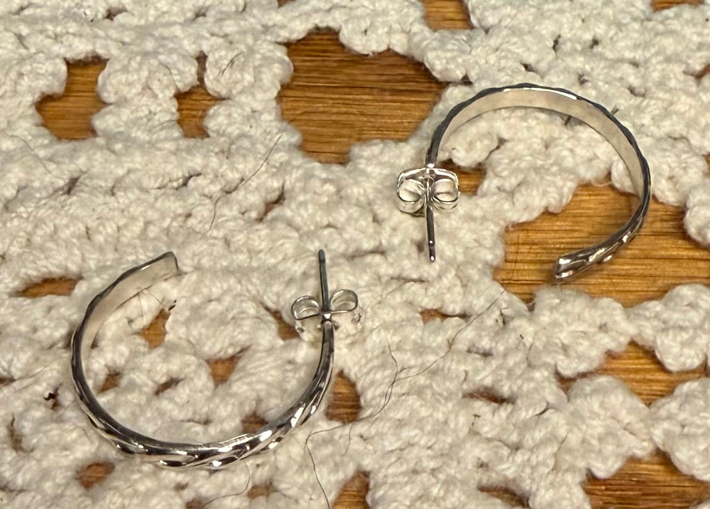 Navajo Made Sterling Hoop Earrings by Katrina Tsosie