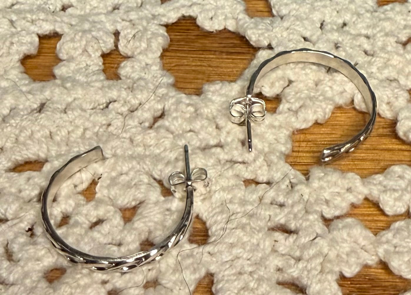 Navajo Made Sterling Hoop Earrings by Katrina Tsosie