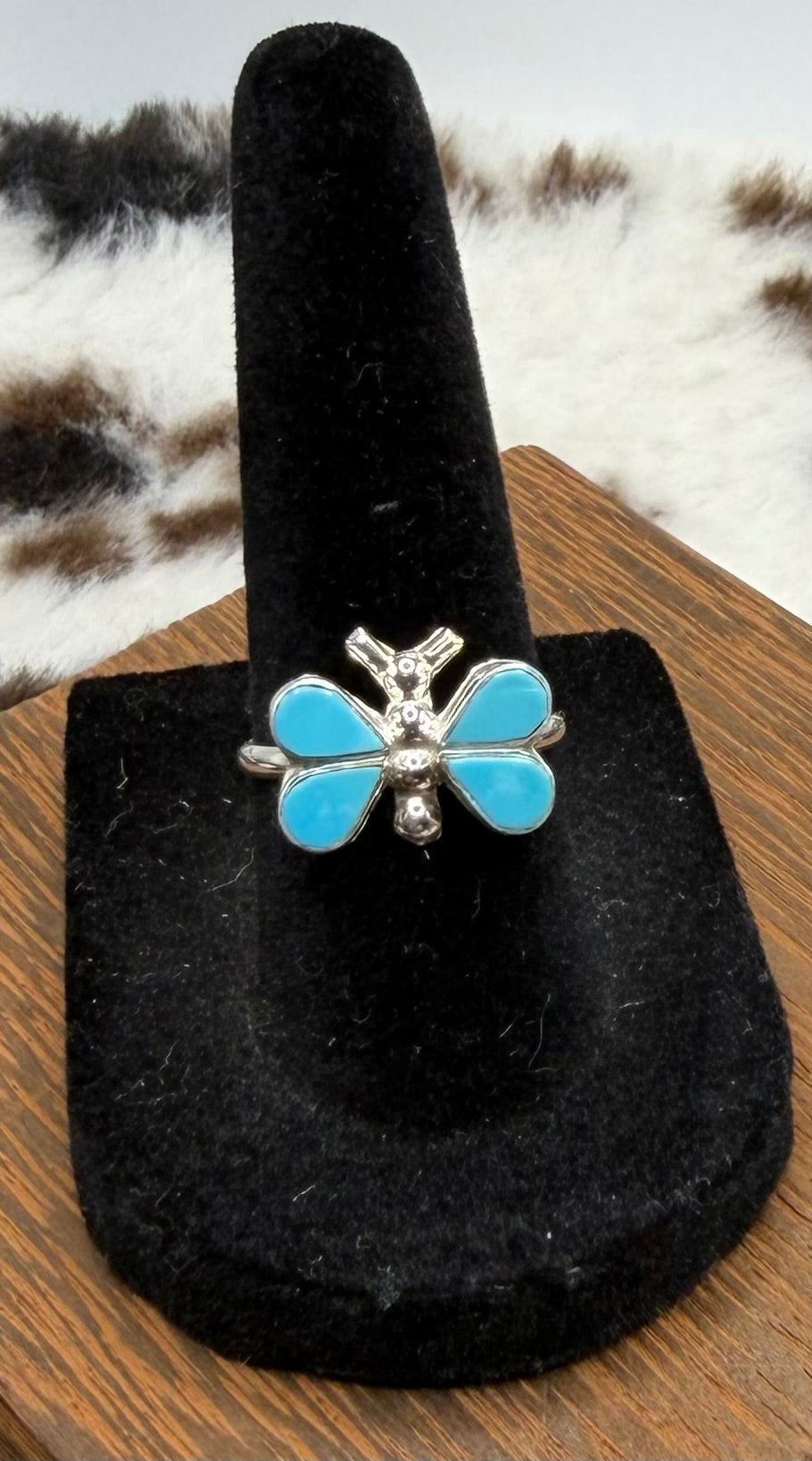 Zuni Handmade Butterfly Turquoise Rings by Swain Charlie