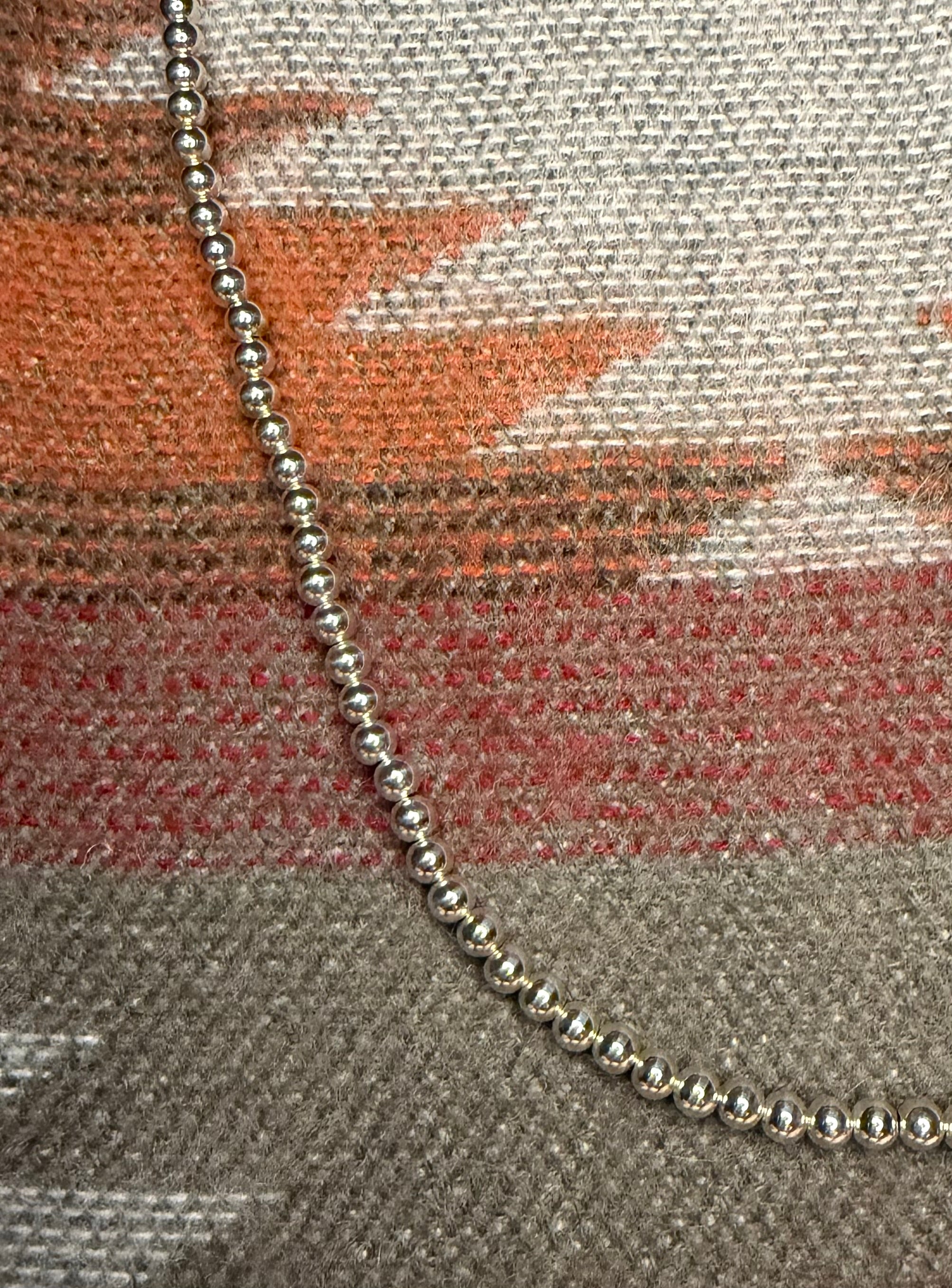 Navajo Made 4mm 18” Machine Made Shiny Pearls By Gerald Benally