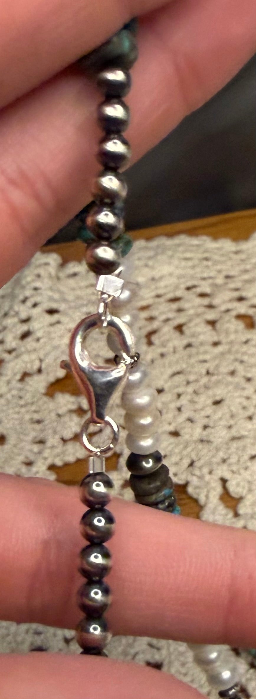 Machine Made Pearl and Turquoise Lariat Necklace