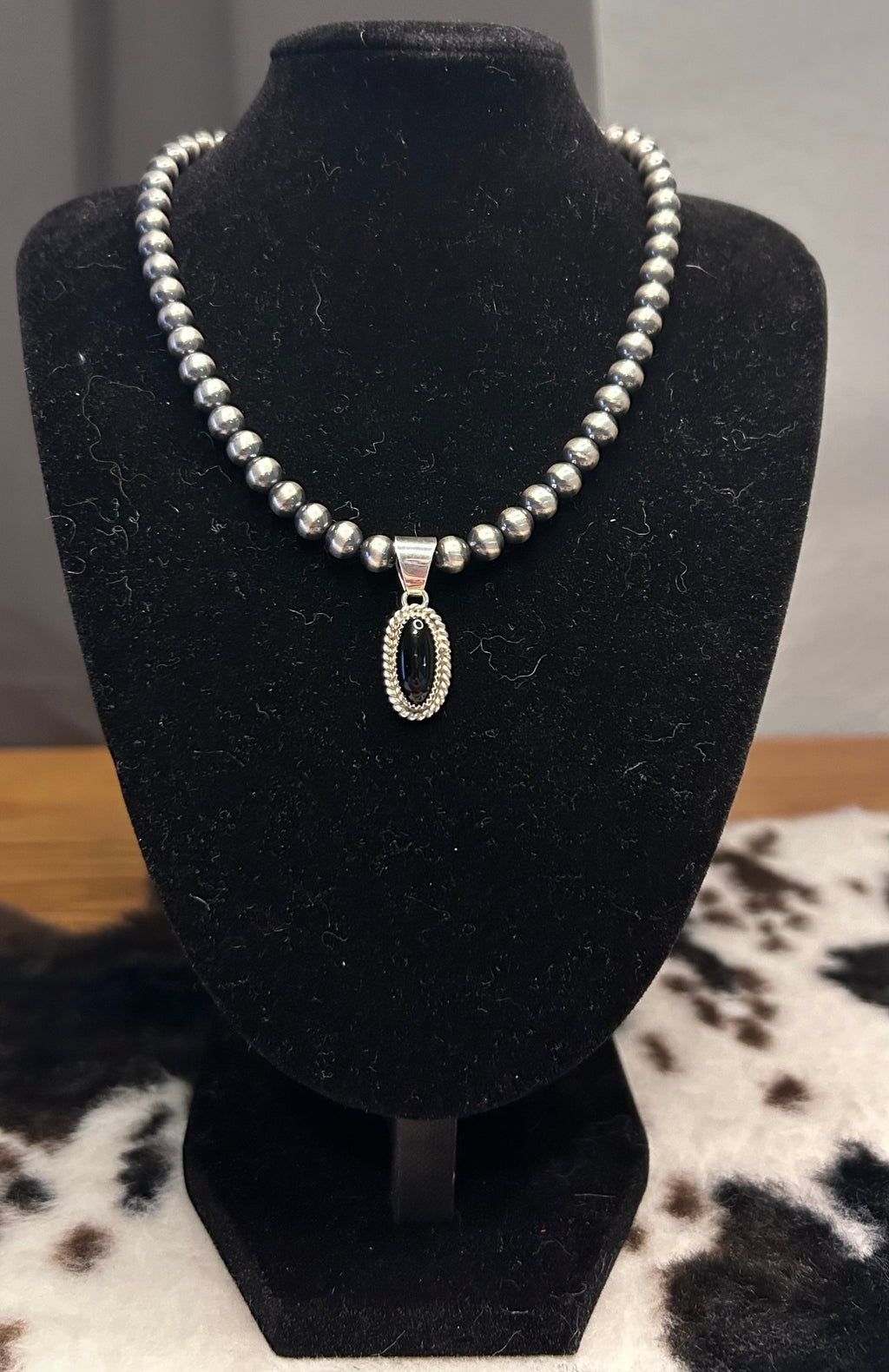 Navajo Handmade Black Onyx Pendant by Jaderra Frank