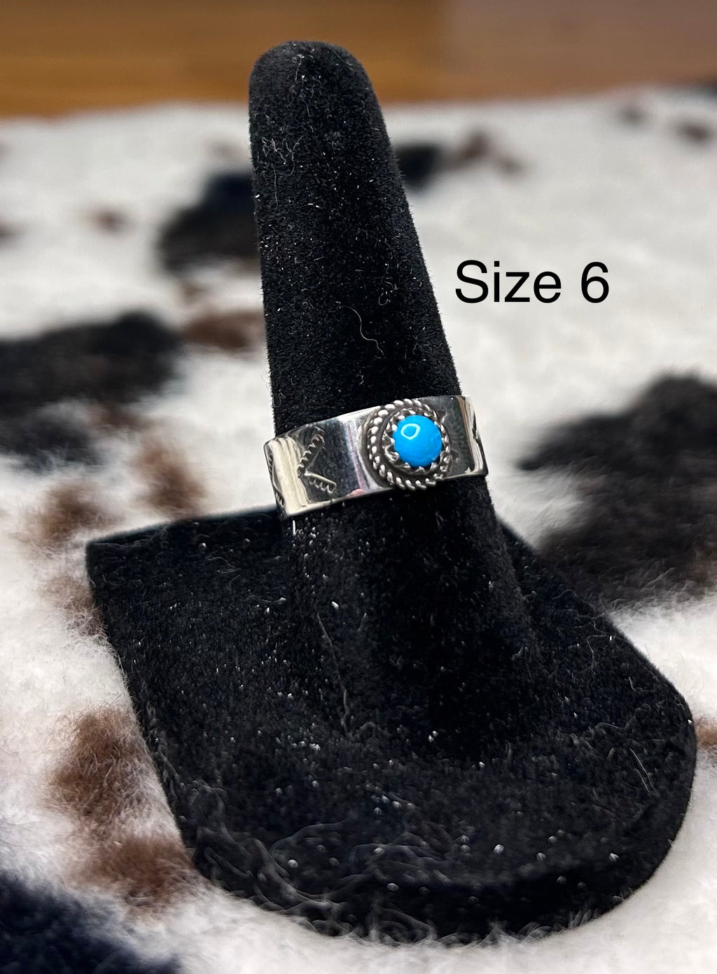 Navajo Handmade Turquoise Band Ring by Alice Johnson