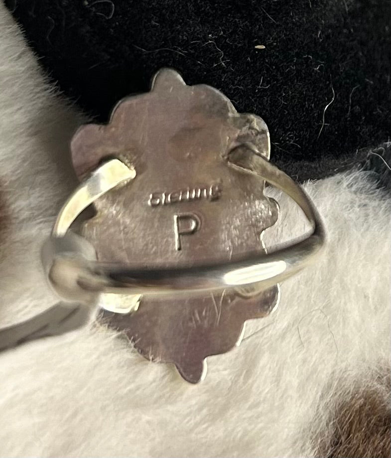 Navajo Handmade Pink Conch Ring By Priscilla Smith Size 7.5