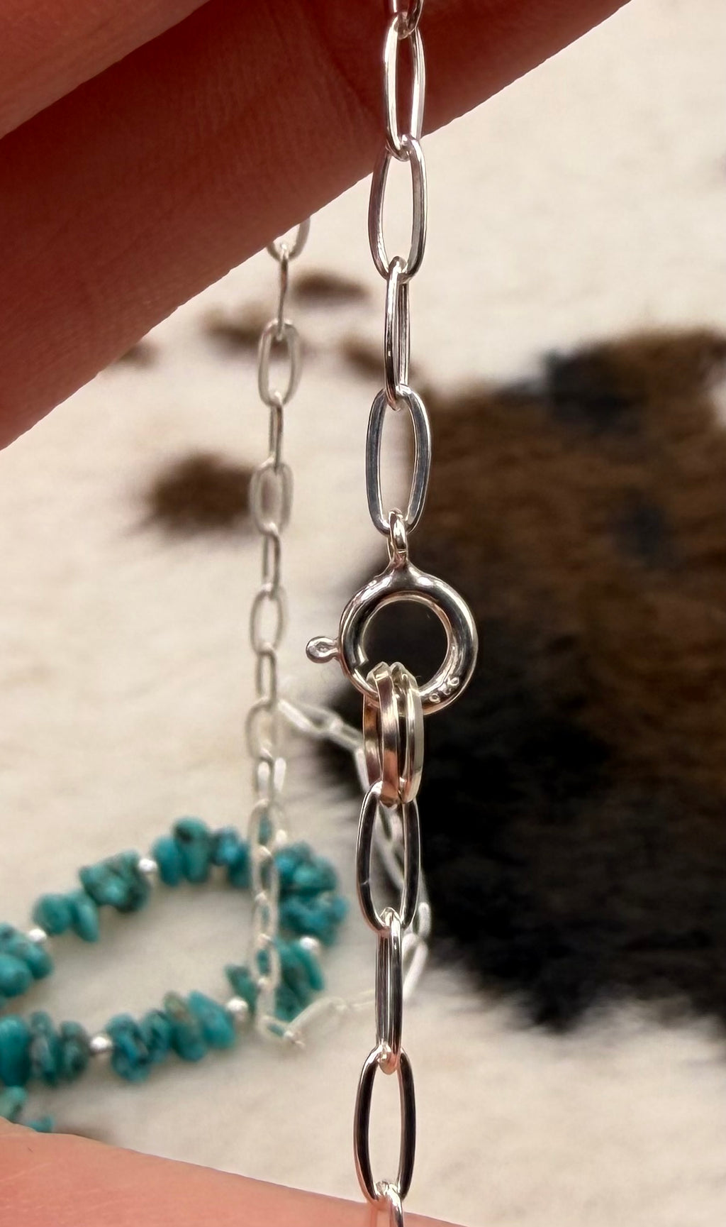Navajo Handmade Bow Machine Made pearl and Turquoise Necklace by Larry Curley