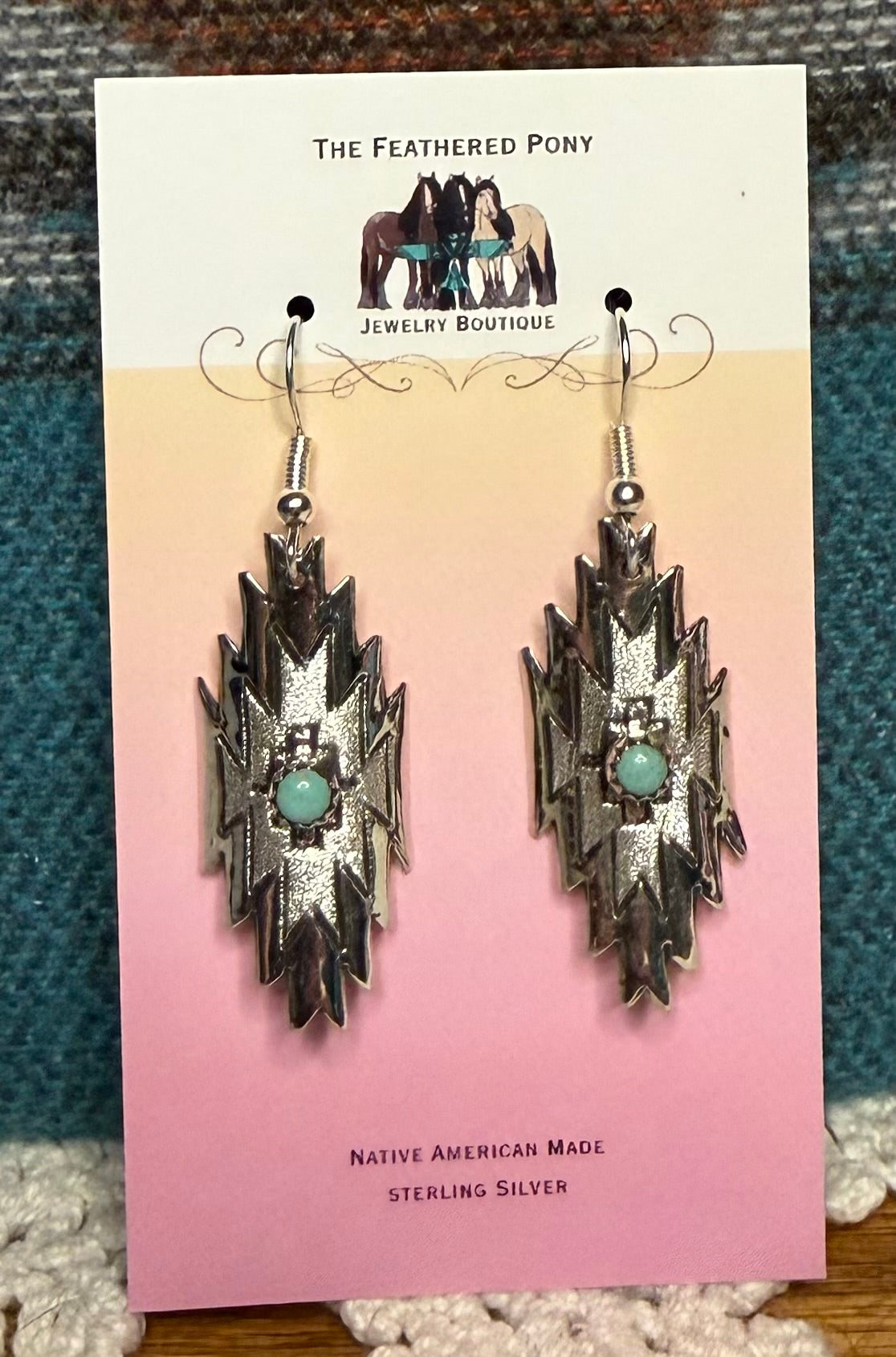 Navajo Made Kingman Turquoise Earrings by Florence Tahoe