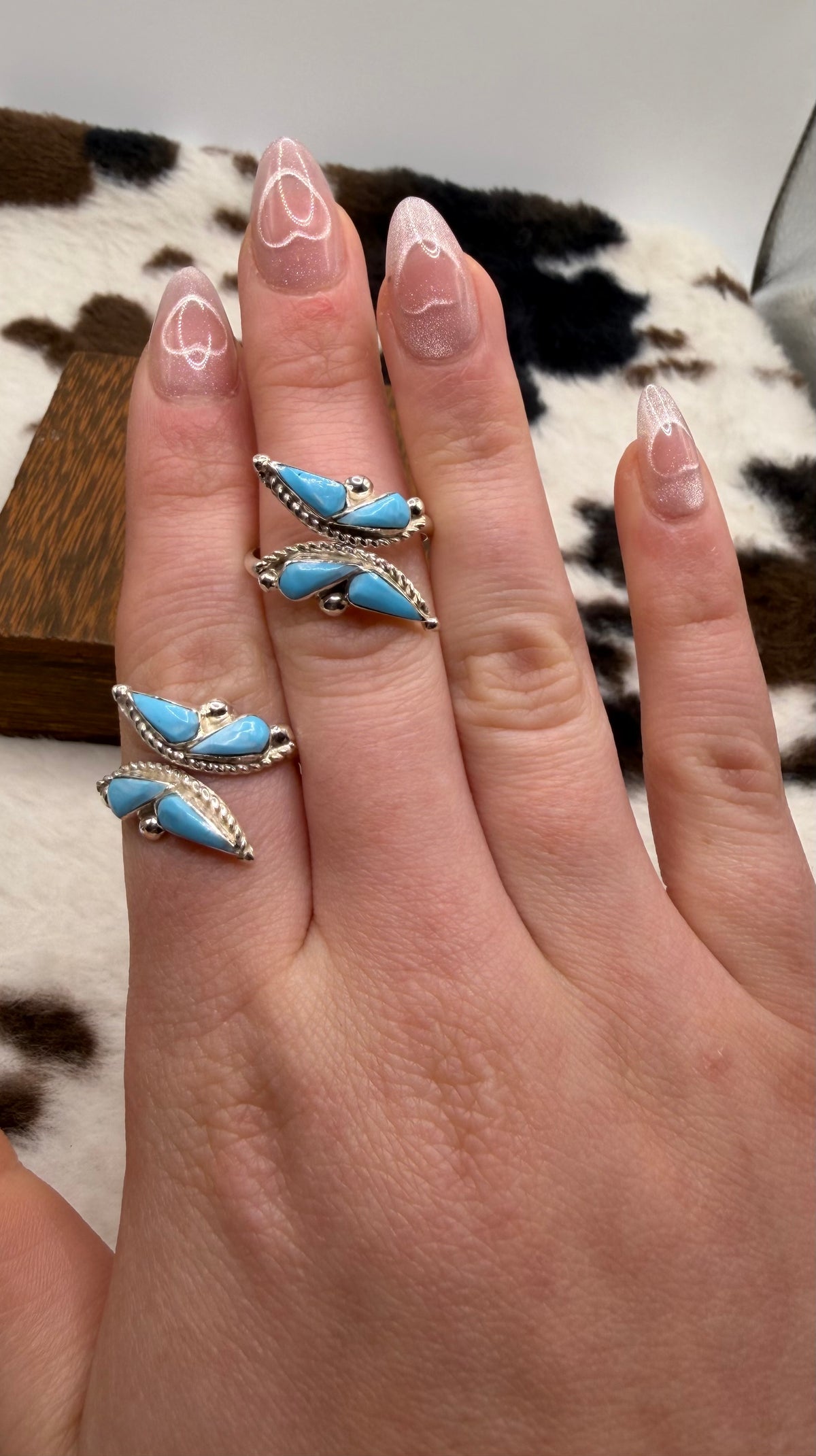 Zuni Made Turquoise Adjustable Butterfly Ring by Joann Cooeyate