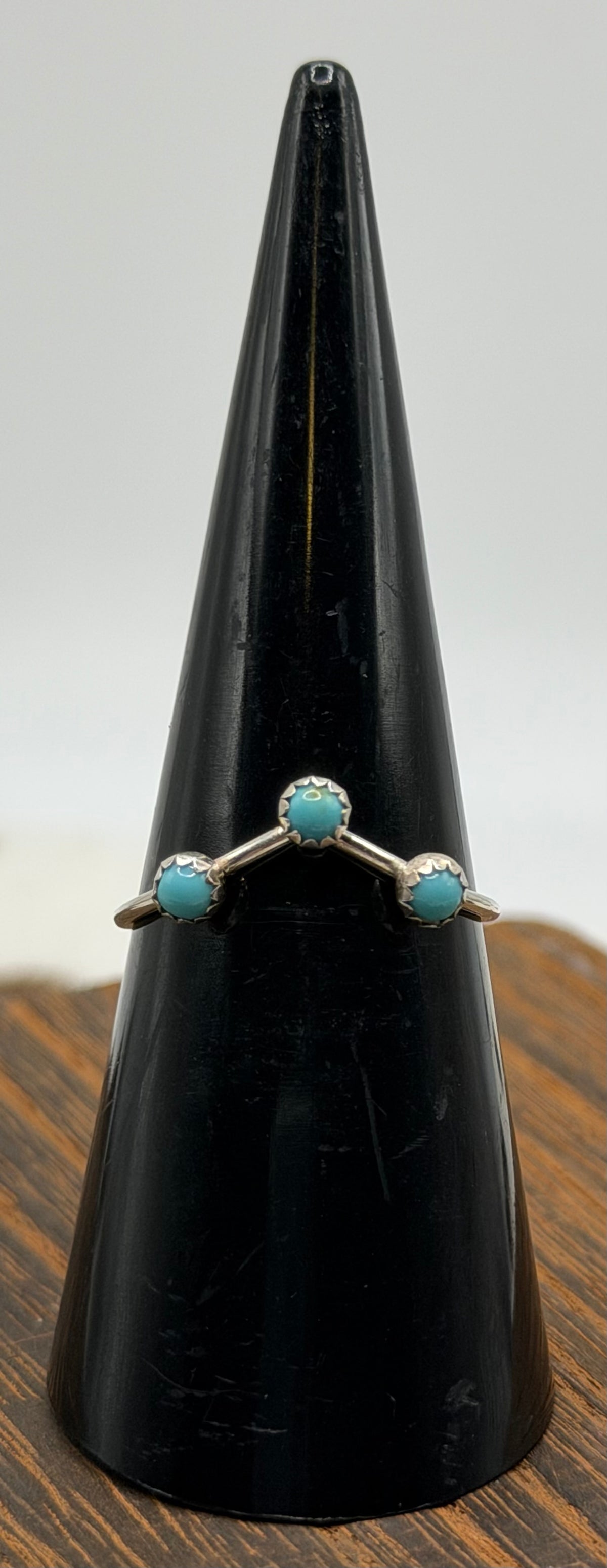 Navajo Handmade 3mm Turquoise V RIngs by Dorthy Yazzie