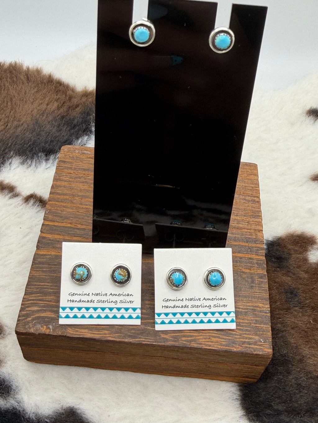 Zuni Made Turquoise 6mm Stud Earrings By Myra List