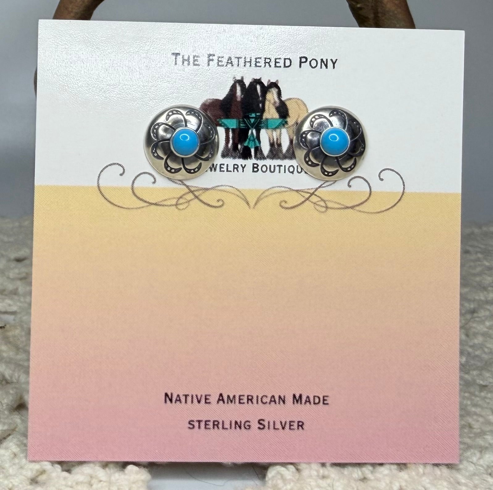 Sterling Silver Kingman Turquoise Earrings Style 1