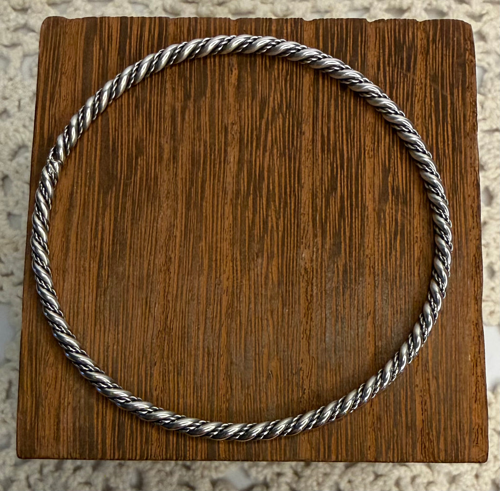 Navajo Handmade Silver Bangle Bracelet by Caroline Tsosie