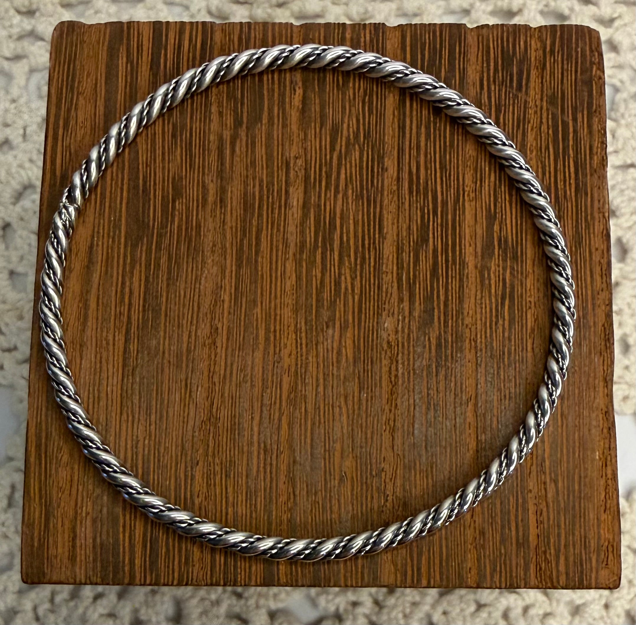 Navajo Handmade Silver Bangle Bracelet by Caroline Tsosie