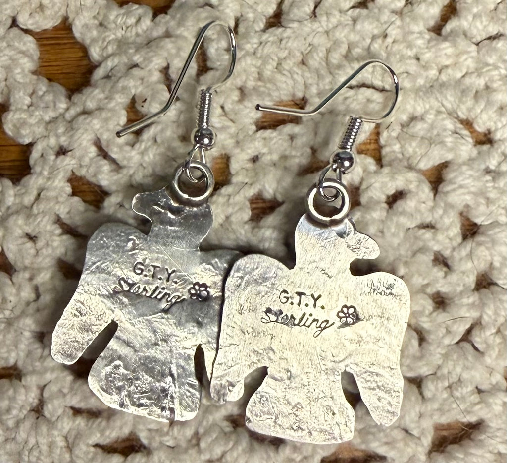 Navajo Handmade Kingman Turquoise Eagle Earrings by Gabriella Yazzie