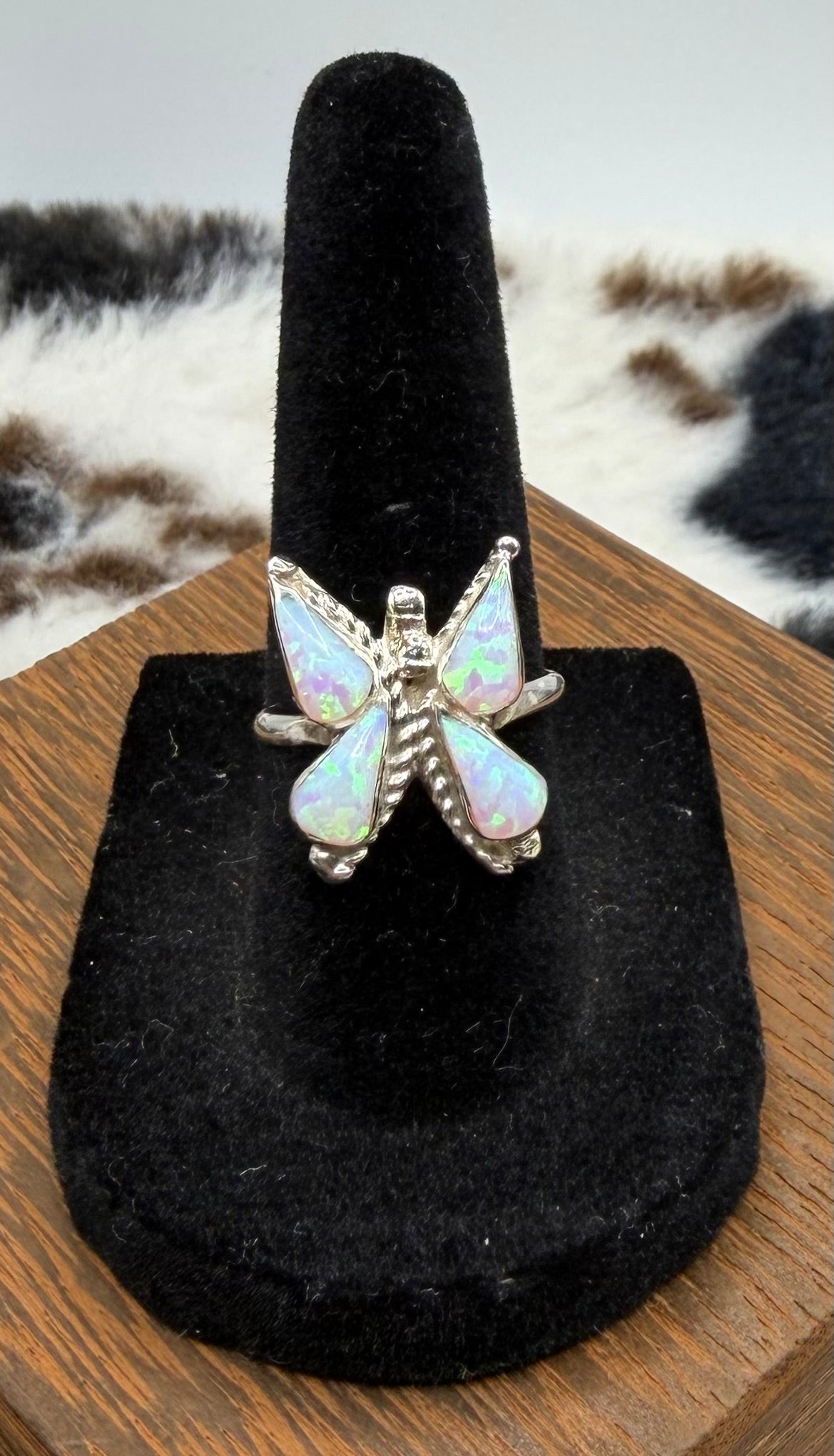 Zuni Handmade Opal Butterfly Rings by Joanne Cooyate Size 6