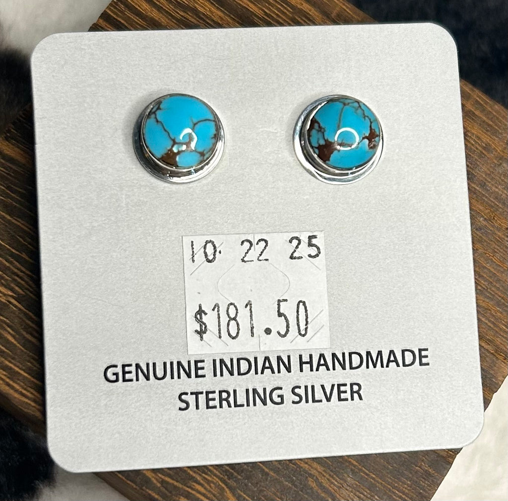 Native Made Egyptian Turquoise Stud Earrings Stamped Martinez