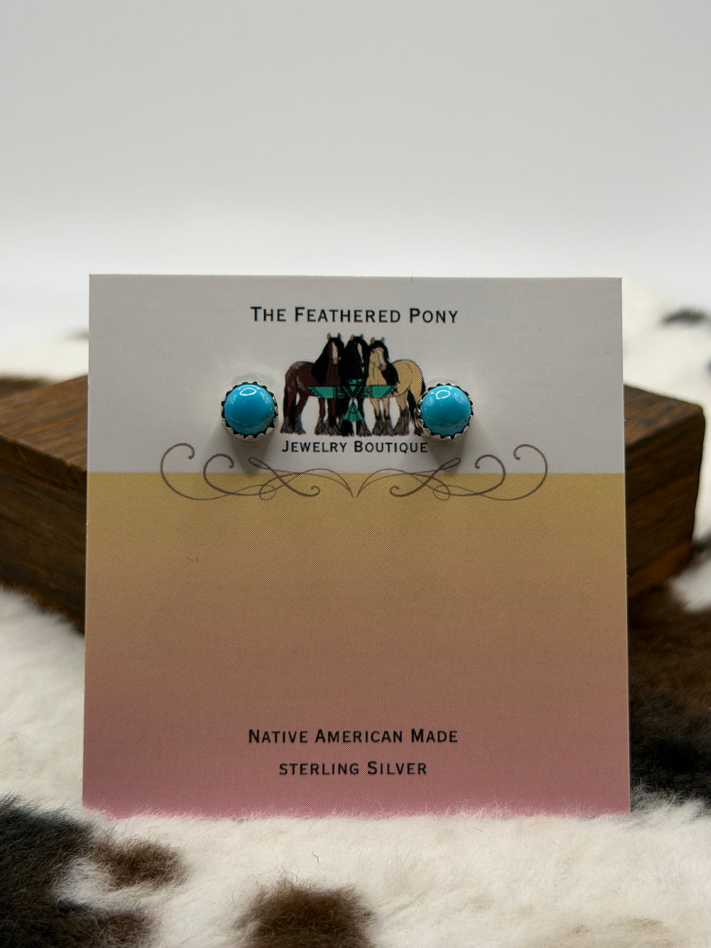 Navajo Handmade 6mm Kingman Stud Earrings by Betty Begay