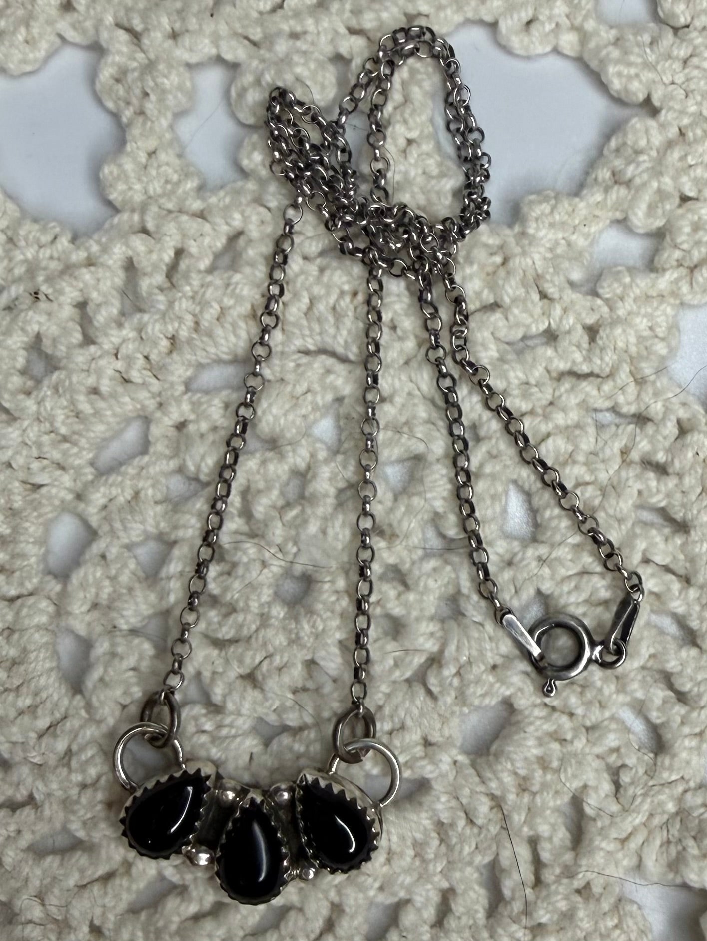 Navajo Handmade Black Onyx Necklace by Myra Benally