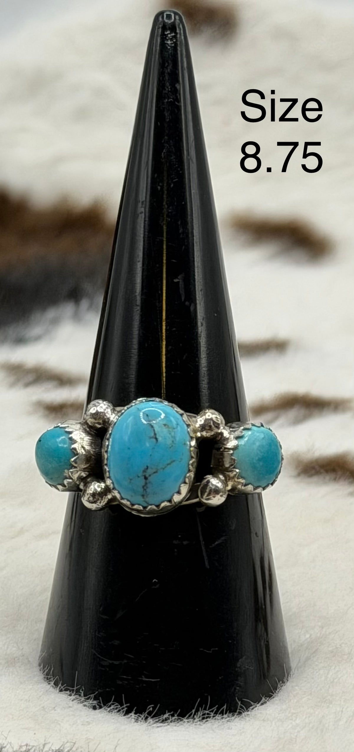 Navajo Handmade Turquoise three stone Rings by Robinson Martinez