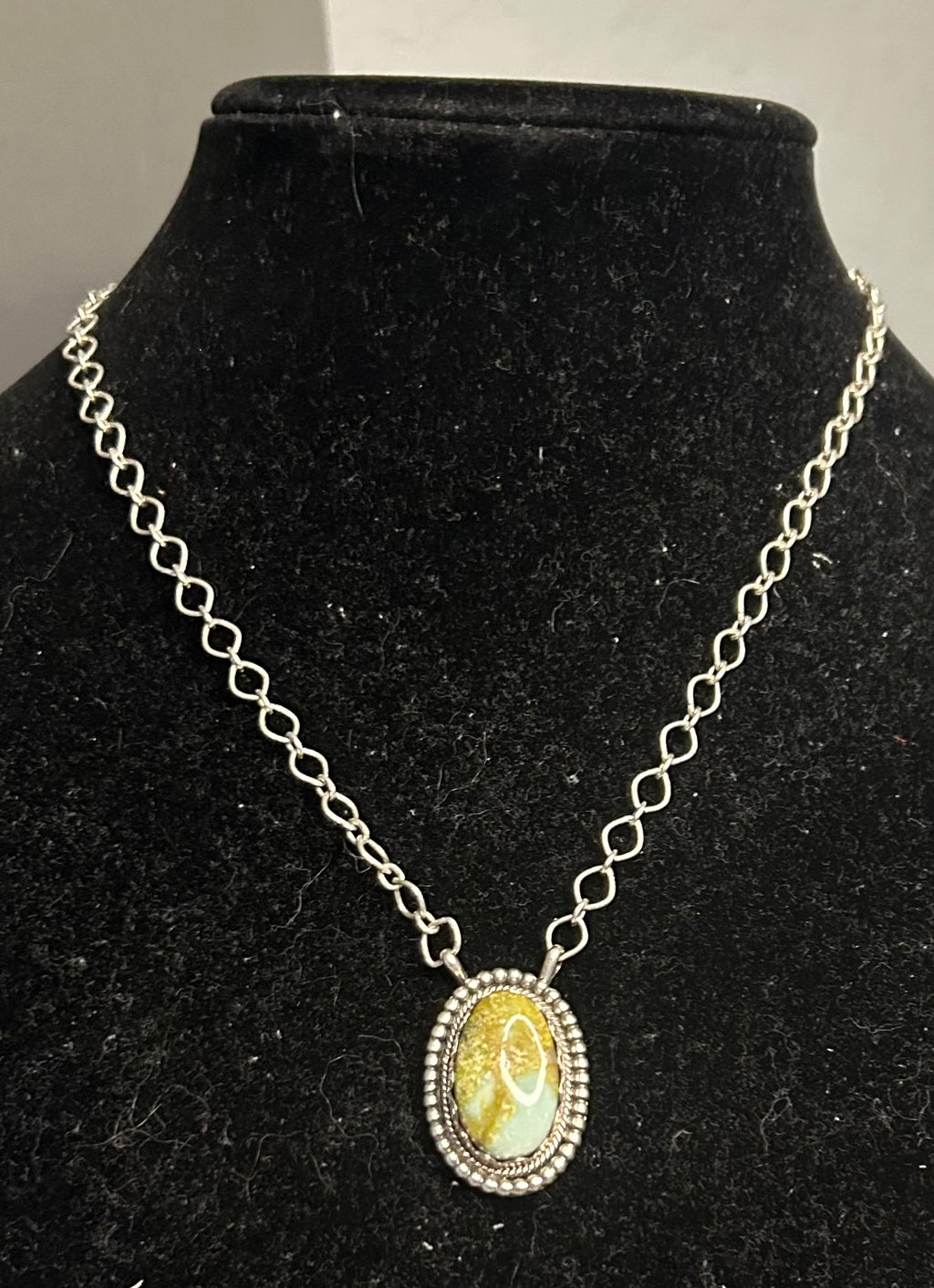 Navajo Handmade Palomino Variscite Necklace by Darryl Benally
