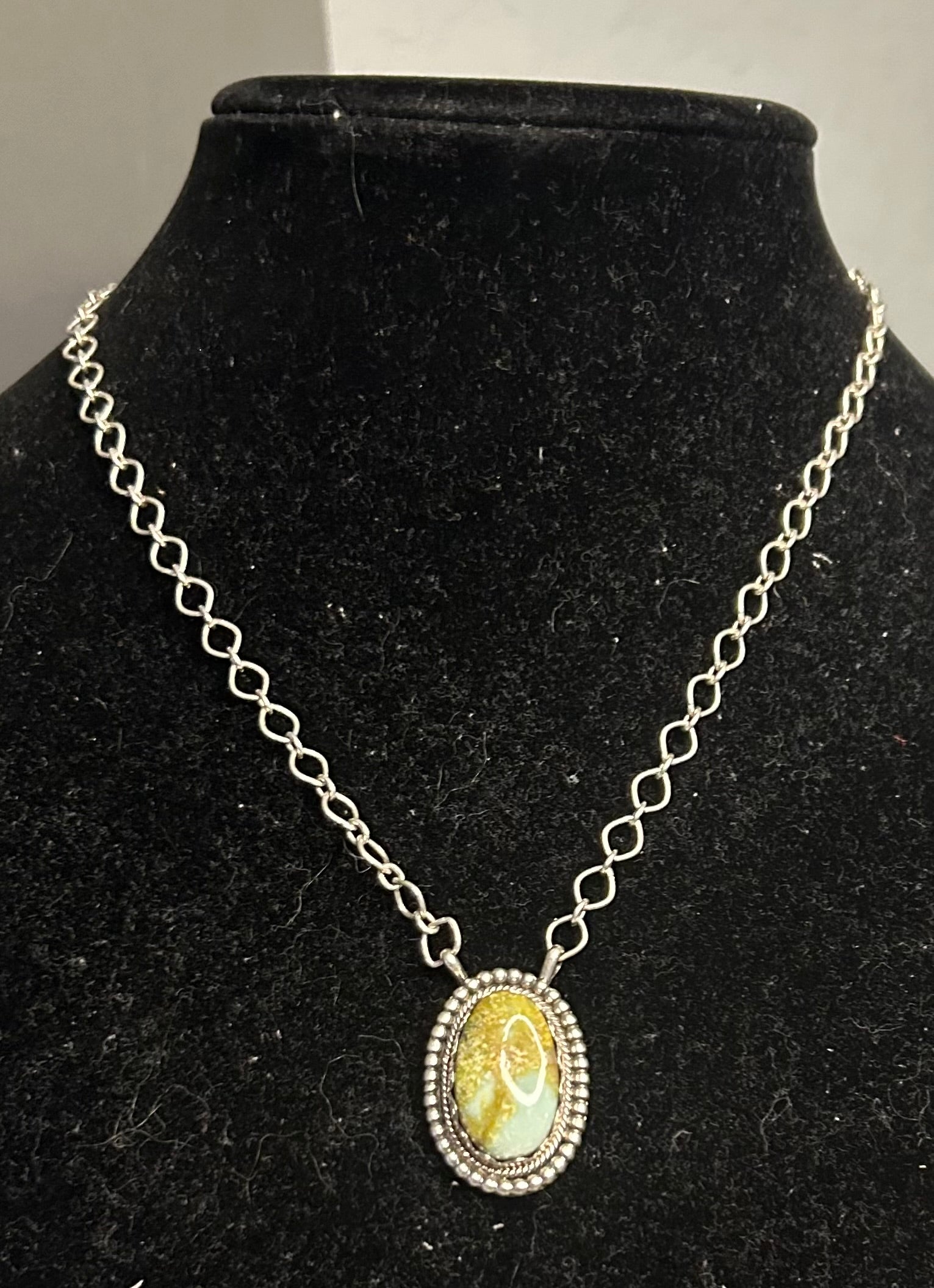 Navajo Handmade Palomino Variscite Necklace by Darryl Benally