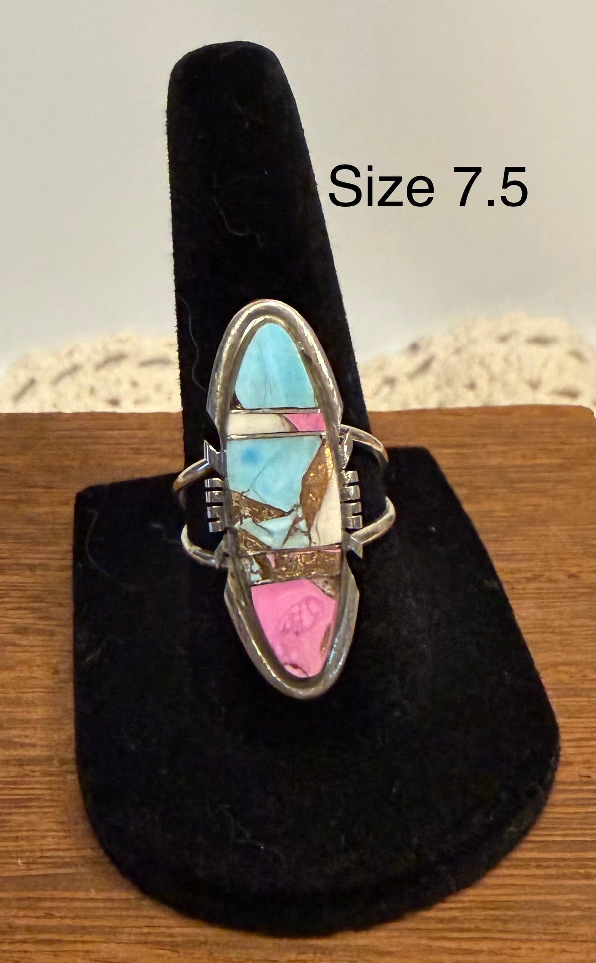 Navajo Handmade Cotton Candy Inlay Rings By Steve Francisco