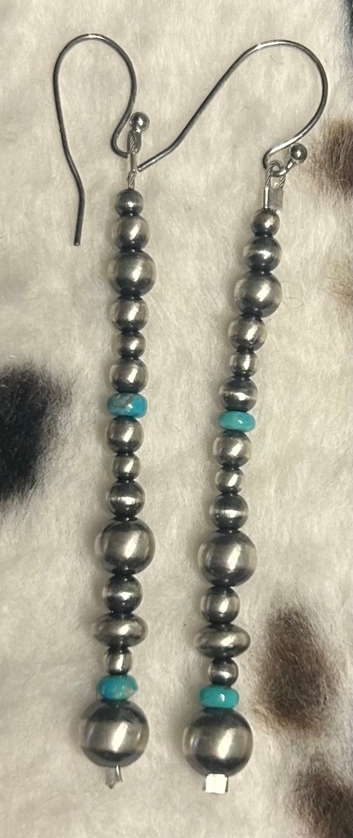 Sterling Silver Machine Made Pearl Turquoise Earrings
