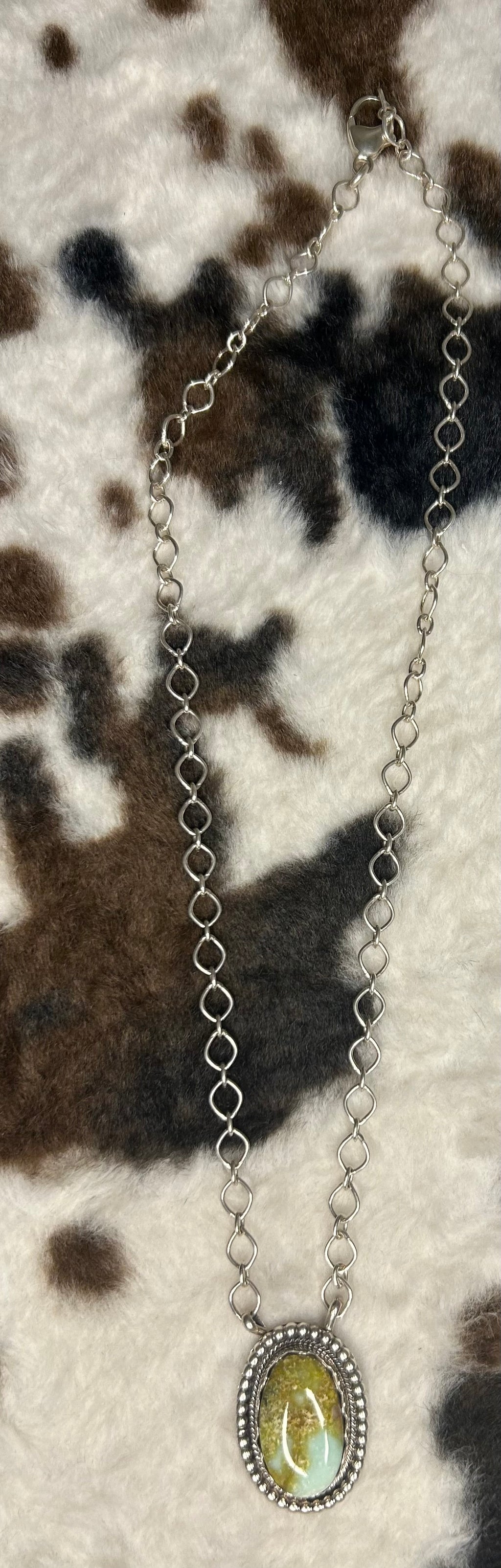 Navajo Handmade Palomino Variscite Necklace by Darryl Benally