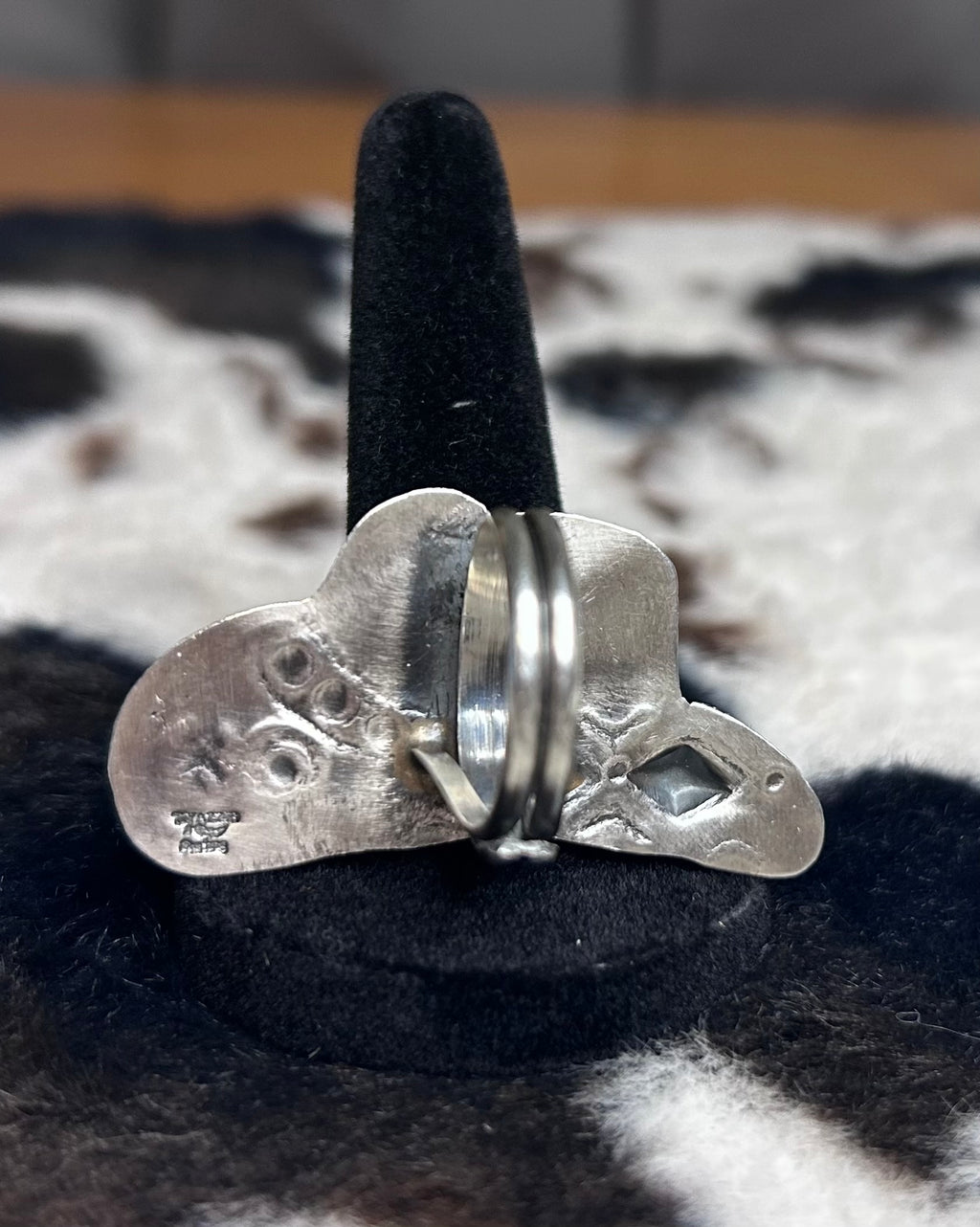 Navajo Handmade Turquoise Cowboy Hat Ring Adjustable by Tim Yazzie