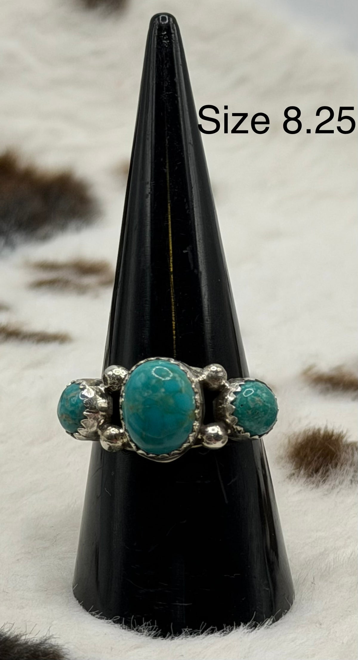 Navajo Handmade Turquoise three stone Rings by Robinson Martinez
