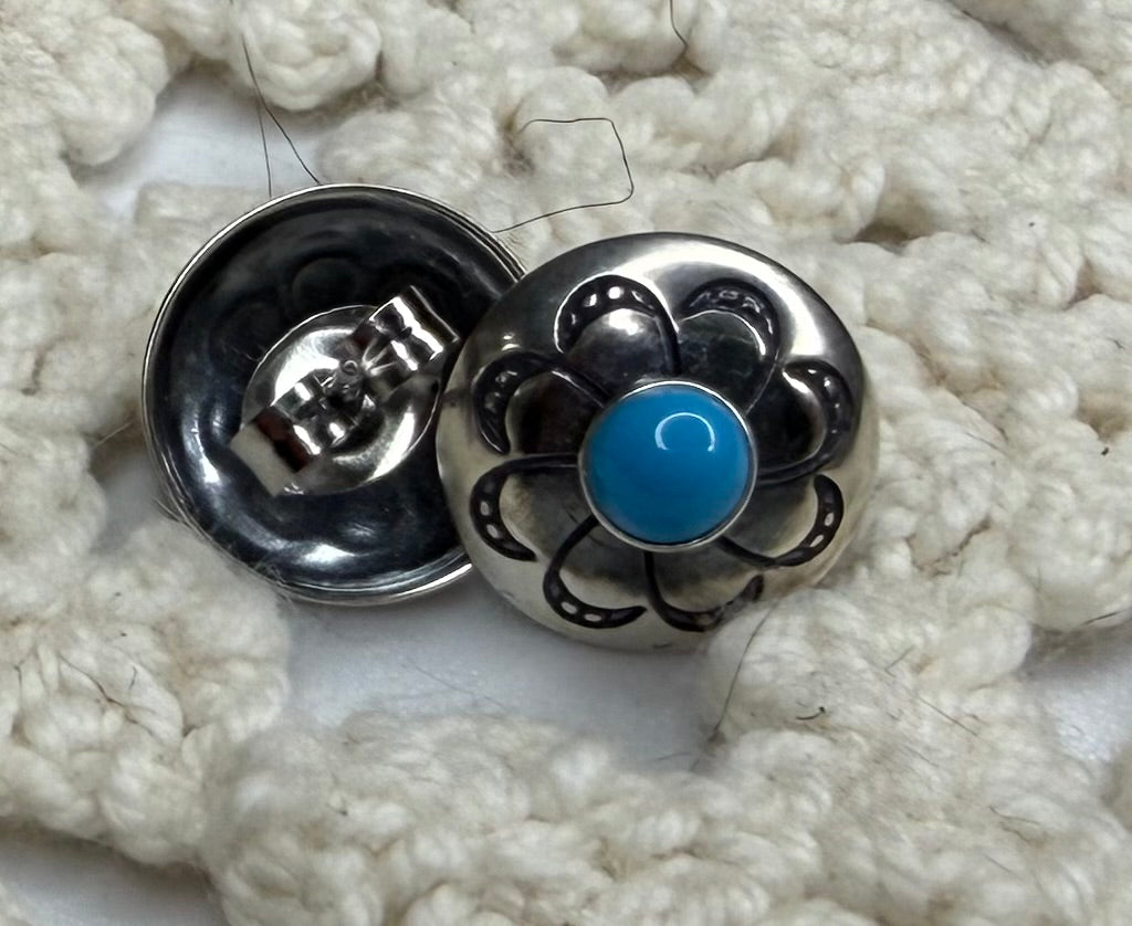 Sterling Silver Kingman Turquoise Earrings Style 1