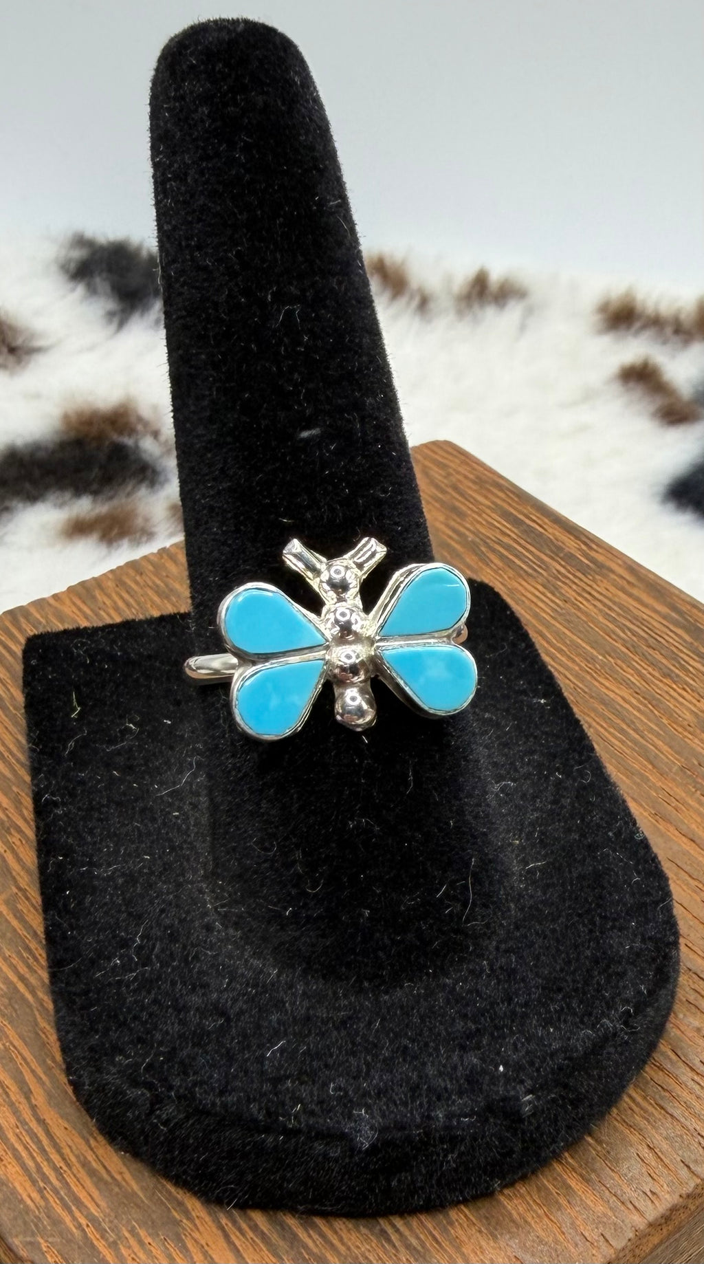 Zuni Handmade Butterfly Turquoise Rings by Swain Charlie