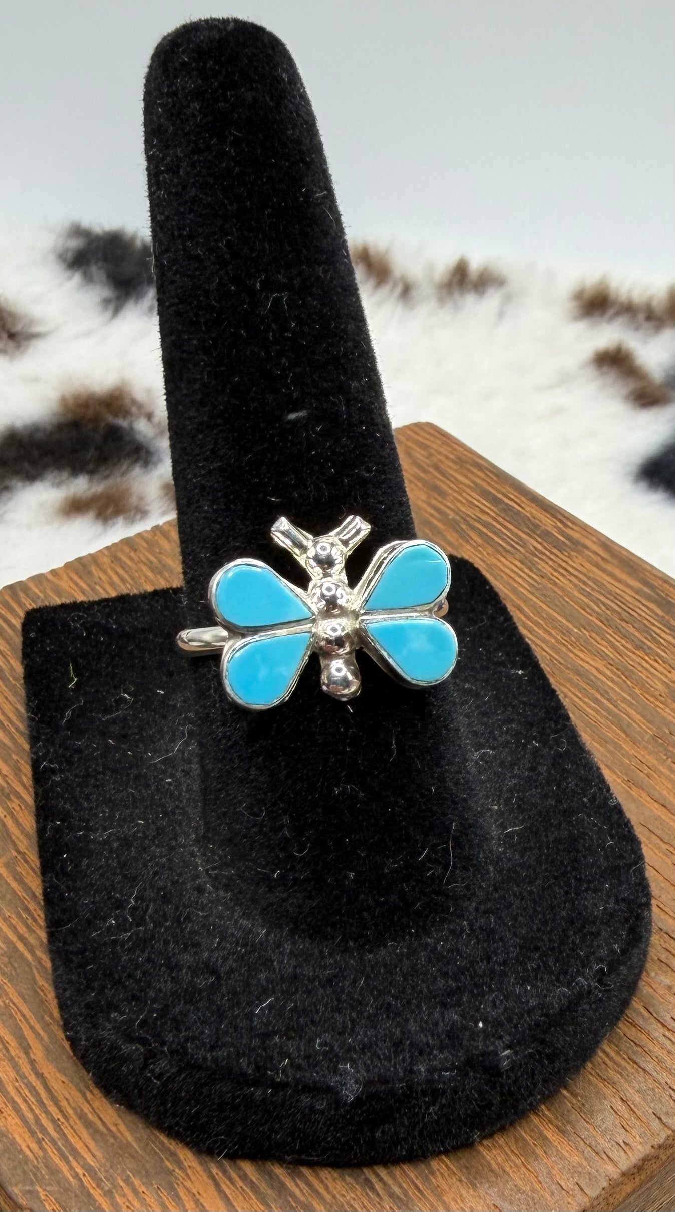 Zuni Handmade Butterfly Turquoise Rings by Swain Charlie