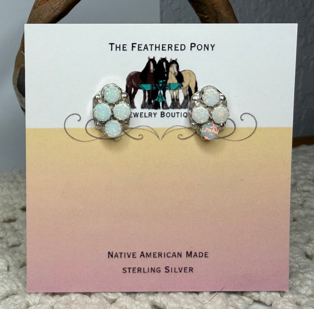 Zuni Opal Cluster Earrings by Swain Charley