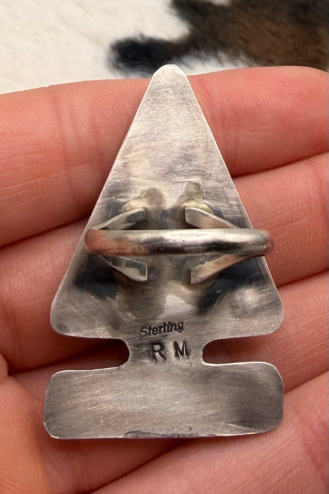 Navajo Made Turquoise Arrowhead Ring by Ronnie Martinez