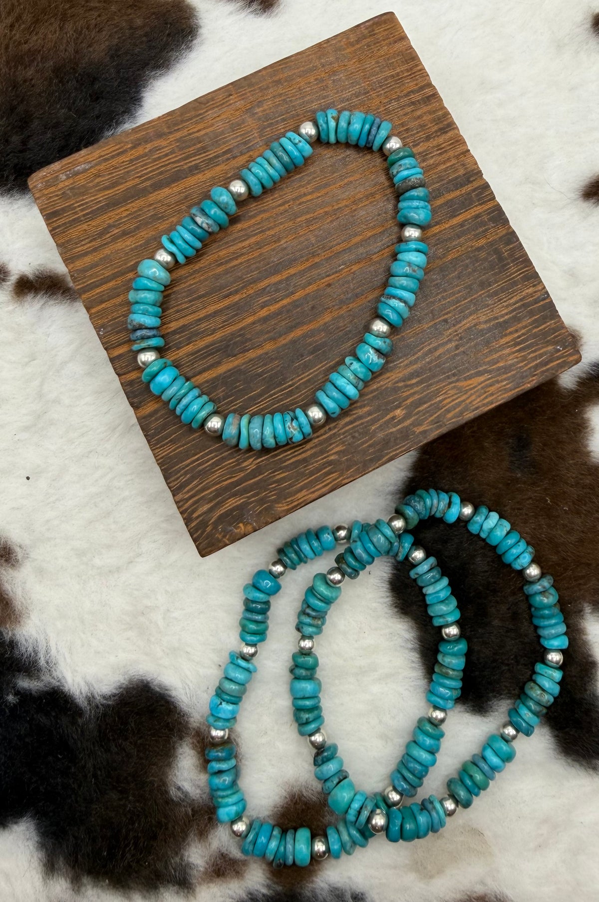Navajo Handmade Kingman Stretch Bracelets by Adrian Yazzie