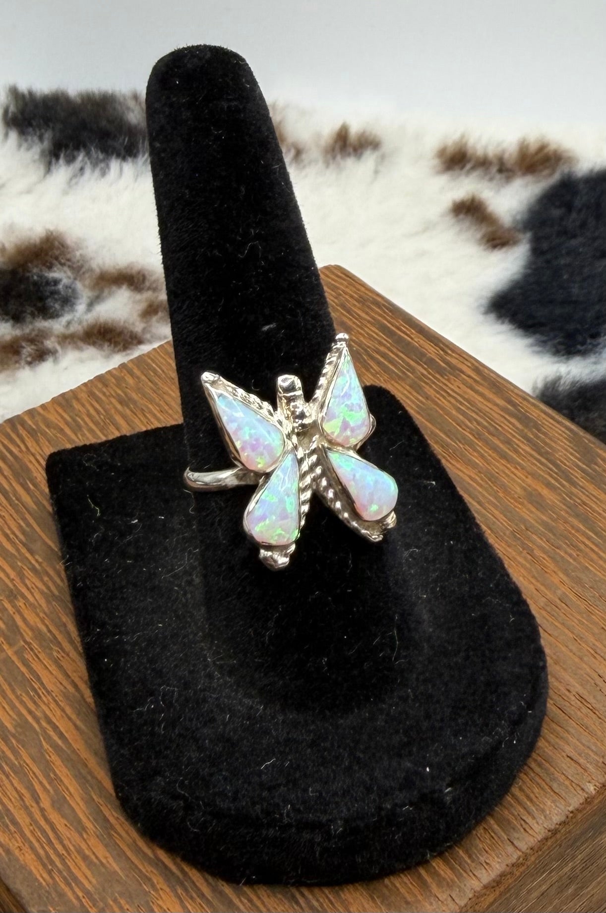 Zuni Handmade Opal Butterfly Rings by Joanne Cooyate Size 6
