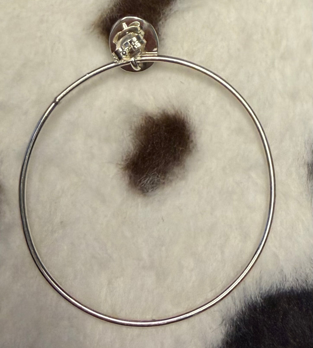 Navajo Handmade Sleeping Beauty Hoop Earrings By Eloise Kee