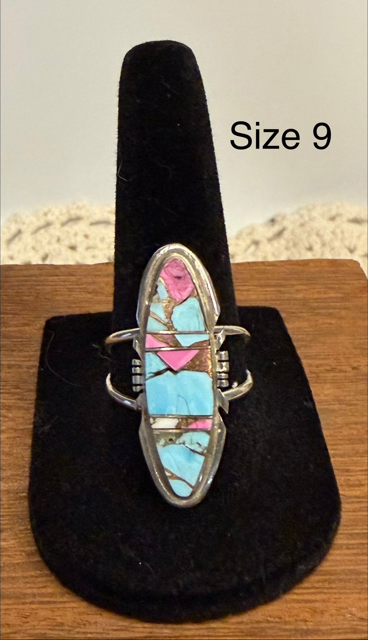 Navajo Handmade Cotton Candy Inlay Rings By Steve Francisco