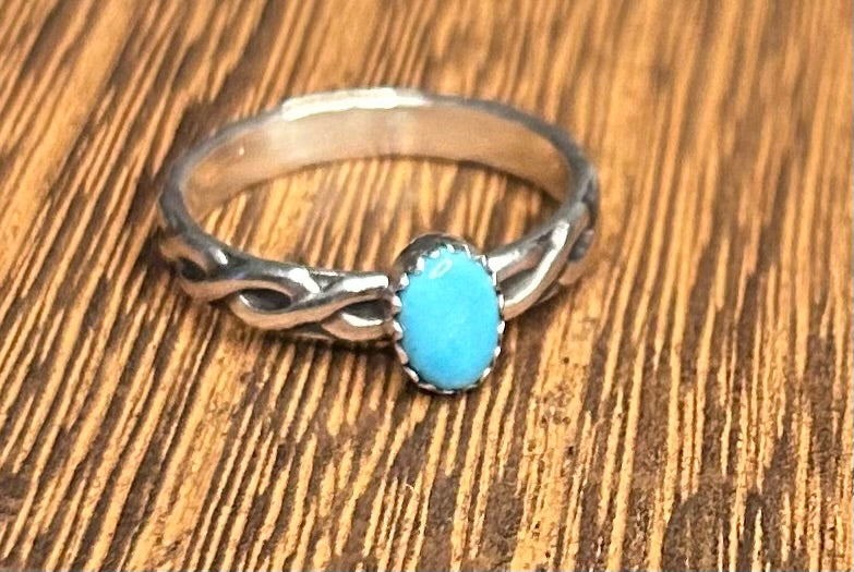 Navajo Handmade Open Twist Turquoise
Band by Katrina Tsosie