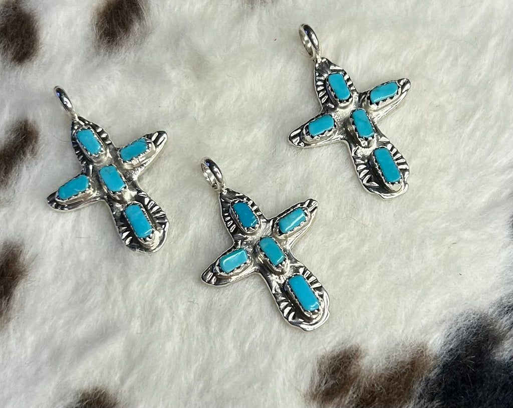 Zuni Handmade Sleeping Beauty Cross Pendant by Cecilia lule