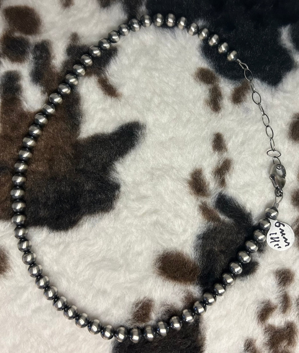 Sterling Silver Machine Made Beaded 6mm Pearl Necklace 14”
