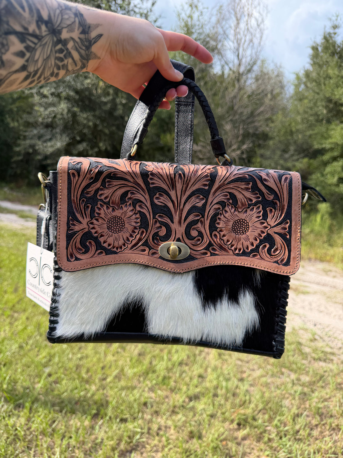 Saddle Creek Tooled Leather Purse Satchel