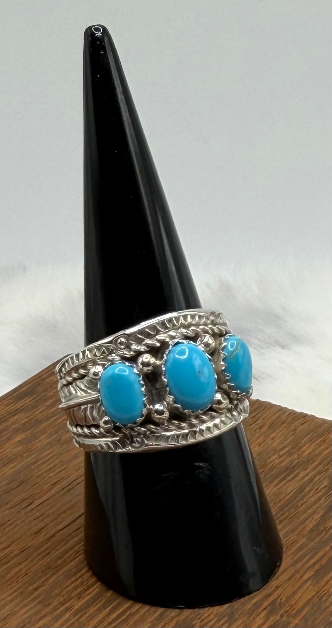 Navajo Made Sleeping Beauty Wide Band Ring by Betty Begay size 9.5