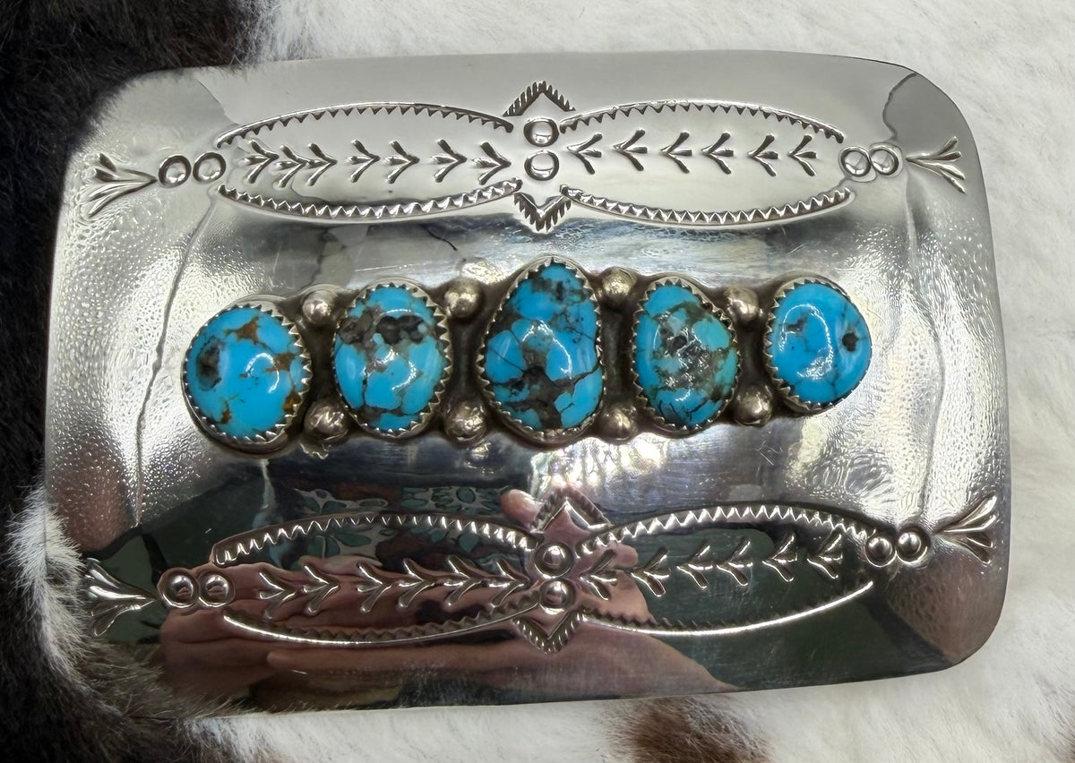 Navajo Kingman Turquoise Buckle by Jolene Begay