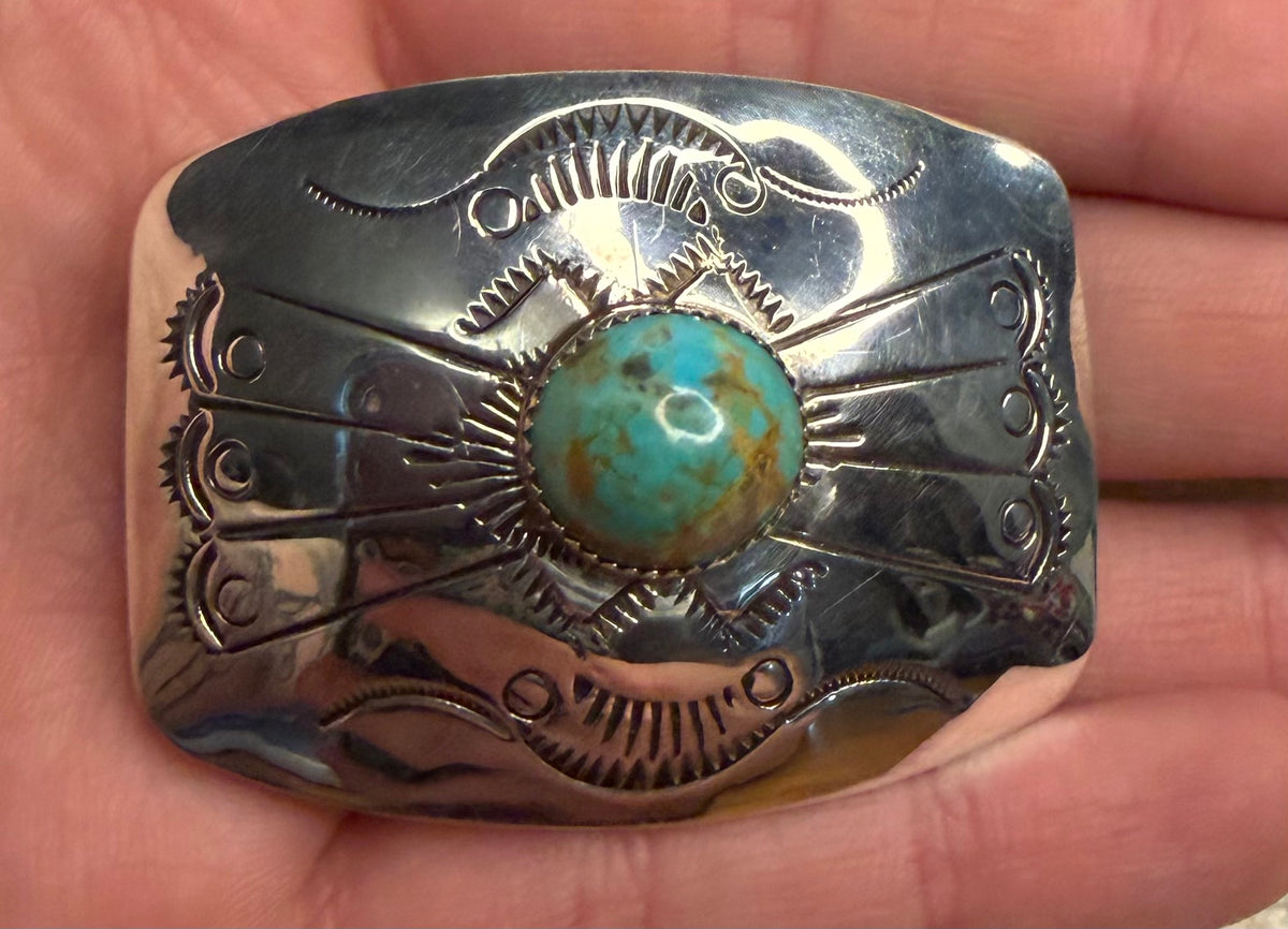 Navajo Handmade Royston Turquoise Buckle by Joan Begay