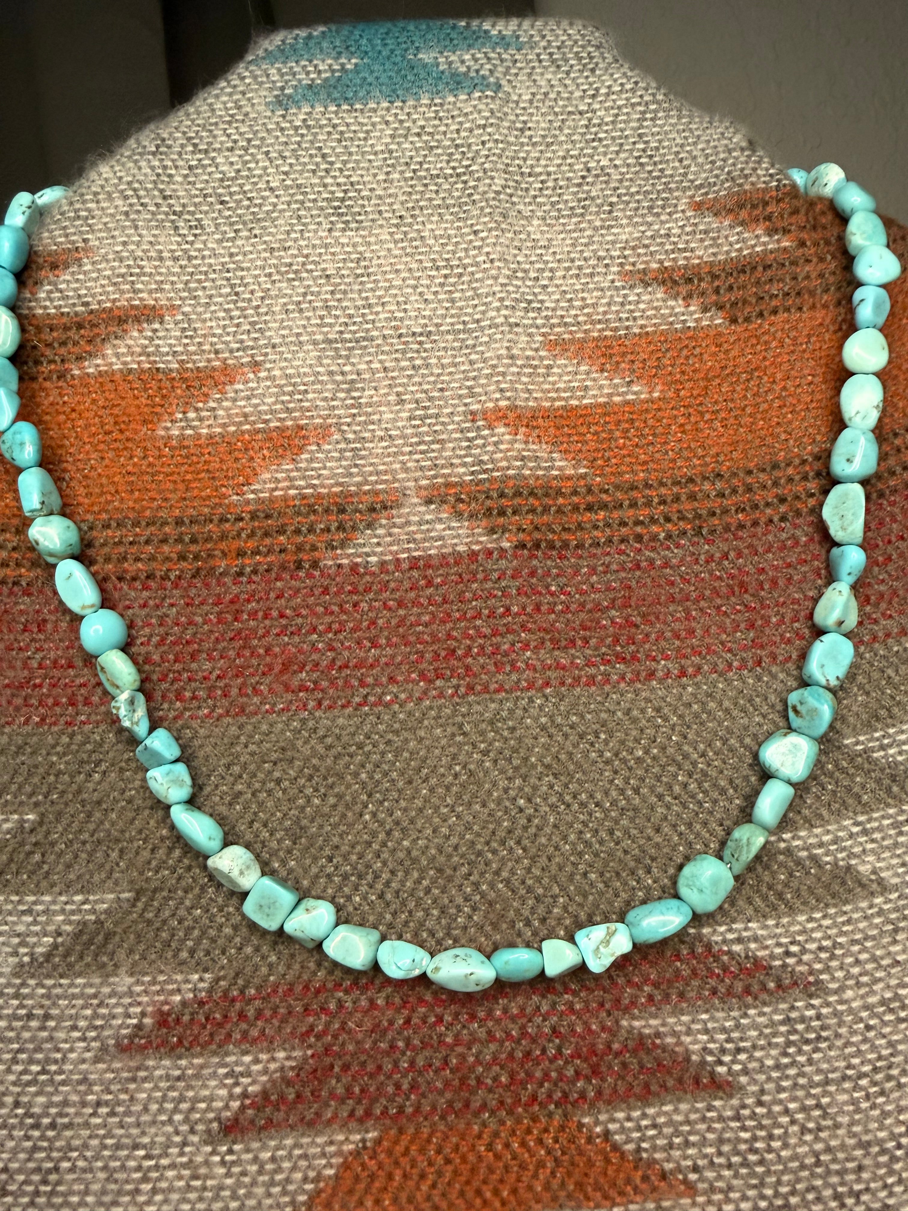 Navajo Made Royal Blue Turquoise Nugget Necklace By Naomi Garcia
