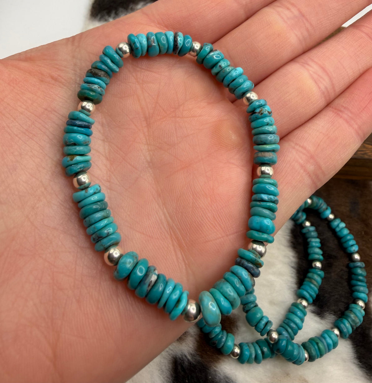 Navajo Handmade Kingman Stretch Bracelets by Adrian Yazzie