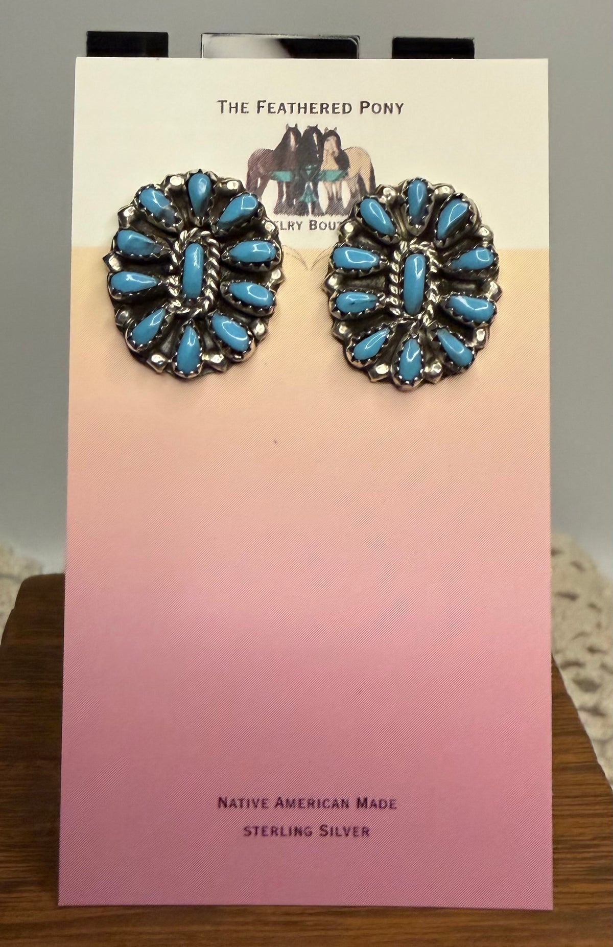 Navajo Handmade Kingman Turquoise Earrings by Milton James