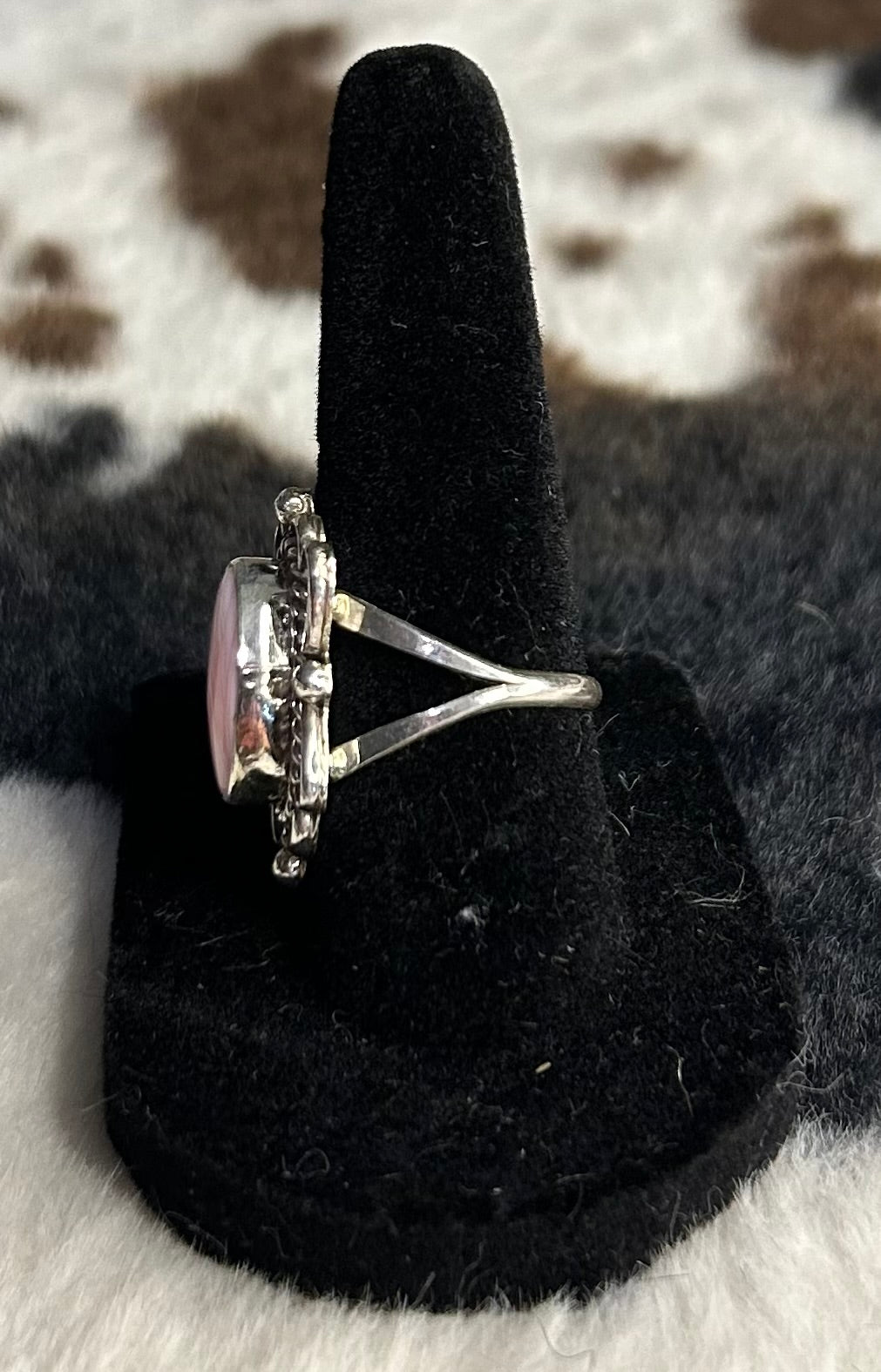 Navajo Handmade Pink Conch Ring By Priscilla Smith Size 7.5