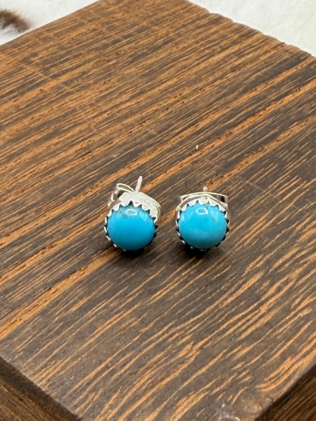 Navajo Handmade 6mm Kingman Stud Earrings by Betty Begay